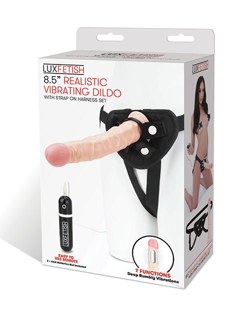 Lux Fetish 8.5" Realistic Vibrating Dildo W/strap On Harness Set | Shop Lowest Prices at fonlove.shop