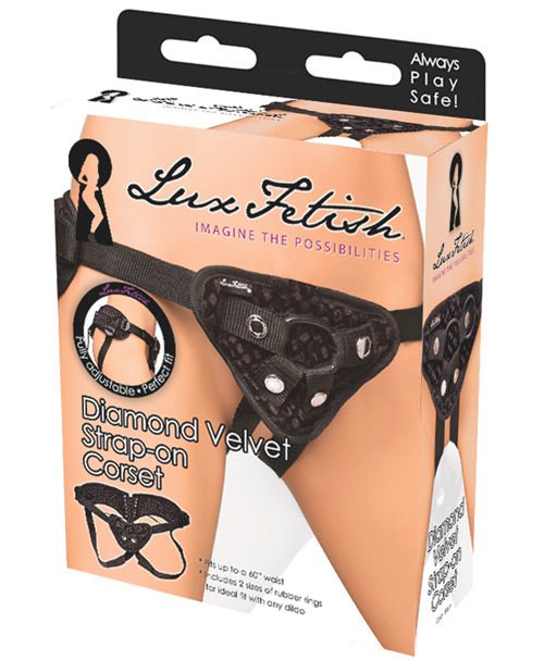 Lux Fetish Diamond Velvet Strap - on Corset - Black | Shop Lowest Prices at fonlove.shop