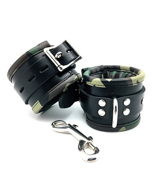 Sensual Sin Leather Padded Wrist Cuffs - Camo Piping | Shop Lowest Prices at fonlove.shop