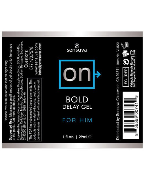 Sensuva On Bold Delay Gel For Him - 1 Oz | Shop Lowest Prices at fonlove.shop