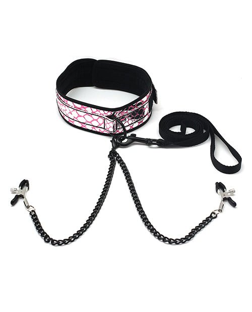 Spartacus Faux Leather Collar & Leash W/black Nipple Clamps | Shop Lowest Prices at fonlove.shop