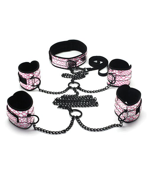 Spartacus Faux Leather Collar To Wrist & Ankle Restraints Bondage Kit W/leash | Shop Lowest Prices at fonlove.shop