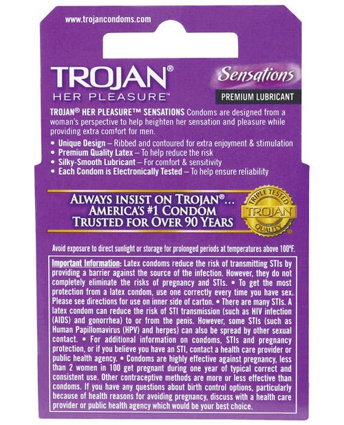 Trojan Her Pleasure Condoms - Box Of 3 | Shop Lowest Prices at fonlove.shop