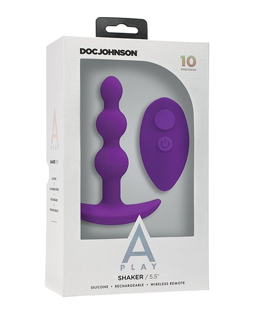 A Play Beaded Rechargeable Silicone Anal Plug w/Remote - Purple | Shop Lowest Prices at fonlove.shop