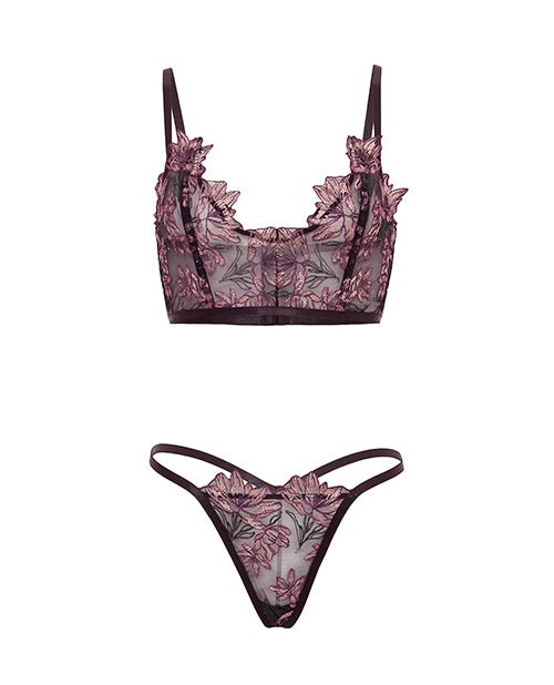 Adela Embroidered Boned Bustier w/G - String 2 pc Set - Black/Pink XL | Shop Lowest Prices at fonlove.shop