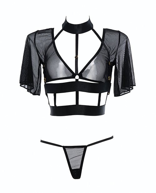 Adore Dreamer Sheer Mesh Strappy Top & Thong Black O/S | Shop Lowest Prices at fonlove.shop