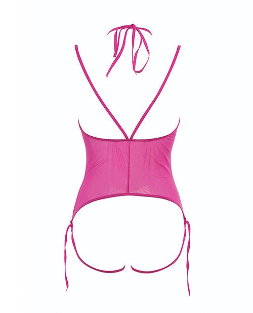 Allure Angelina Sheer Mesh Under Bust Teddy Hot Pink S/M | Shop Lowest Prices at fonlove.shop