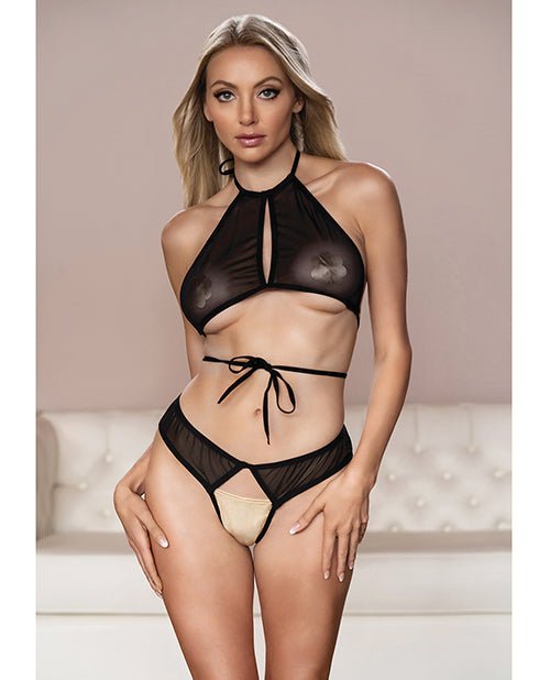 Allure Marley Mesh Peek A Boo Top & Open Panty Black L/XL | Shop Lowest Prices at fonlove.shop