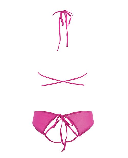 Allure Marley Mesh Peek A Boo Top & Open Panty Hot Pink S/M | Shop Lowest Prices at fonlove.shop