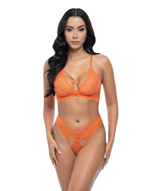 Amina Scallop Lace & Mesh Bralette w/Panty 2 pc Set - Dragon Fire Orange L/XL | Shop Lowest Prices at fonlove.shop
