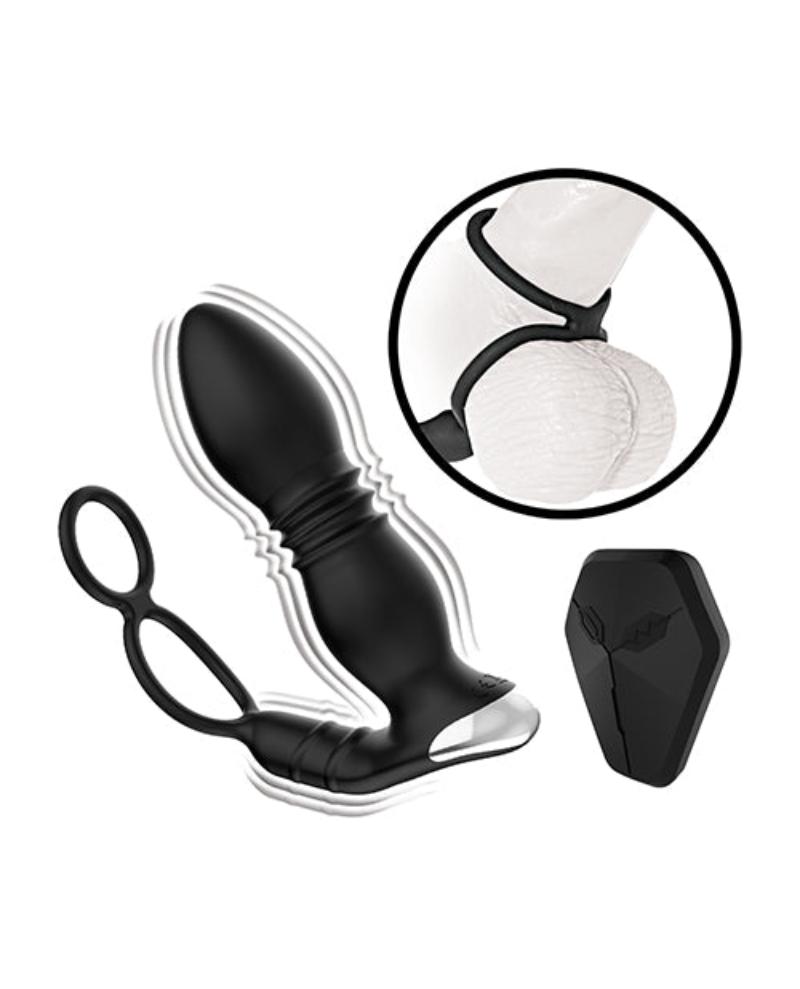 Ass - station Remote Prostate Power Plug w/Cock & Ball Ring - Black | Shop Lowest Prices at fonlove.shop