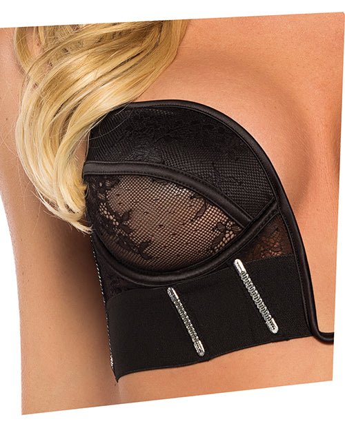 Belle Noir Chantilly Lace and Satin 2 pc Bustier Set - Black MD | Shop Lowest Prices at fonlove.shop