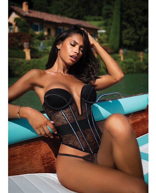 Belle Noir Chantilly Lace and Satin Teddy - Black XL | Shop Lowest Prices at fonlove.shop