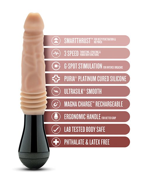 Blush Dr. Skin Silicone Dr. Knight Thrusting Gyrating Vibrating Dildo - Beige | Shop Lowest Prices at fonlove.shop