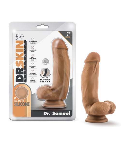 Blush Dr. Skin Silicone Dr. Samuel 7" Dildo w/Balls - Mocha | Shop Lowest Prices at fonlove.shop