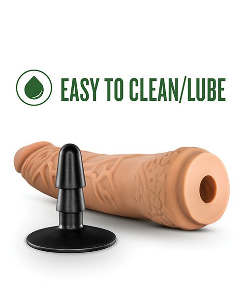 Blush Lock On 7.5" Hexanite Dildo w/Suction Cup Adapter - Mocha | Shop Lowest Prices at fonlove.shop