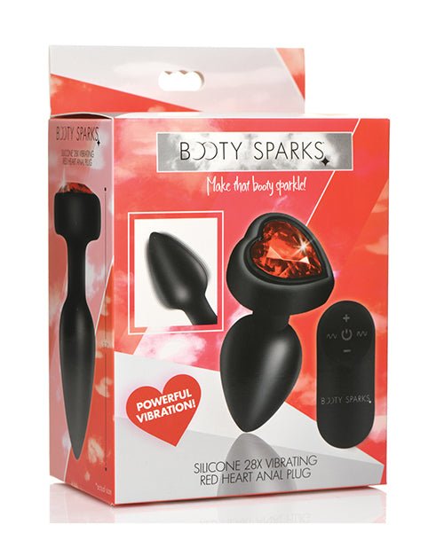 Booty Sparks 28X Silicone Vibrating Red Heart Anal Plug w/Remote - Small | Shop Lowest Prices at fonlove.shop