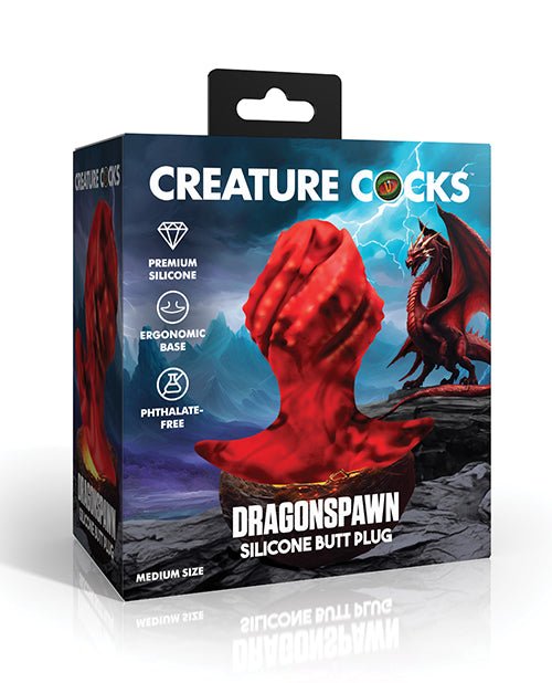 Creature Cocks Dragonspawn Silicone Butt Plug Medium - Black/Red | Shop Lowest Prices at fonlove.shop