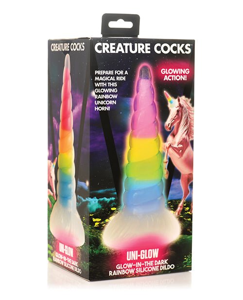 Creature Cocks Uni Glow in the Dark Silicone Dildo - Rainbow | Shop Lowest Prices at fonlove.shop