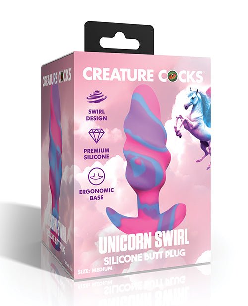 Creature Cocks - Unicorn Swirl Silicone Butt Plug - Medium | Shop Lowest Prices at fonlove.shop