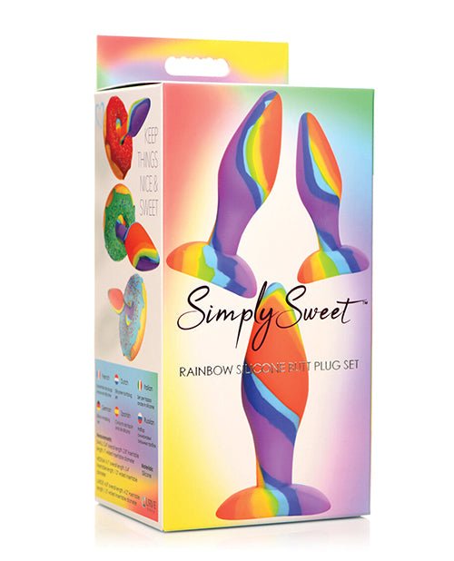 Curve Toys Simply Sweet Rainbow Silicone Butt Plug Set | Shop Lowest Prices at fonlove.shop
