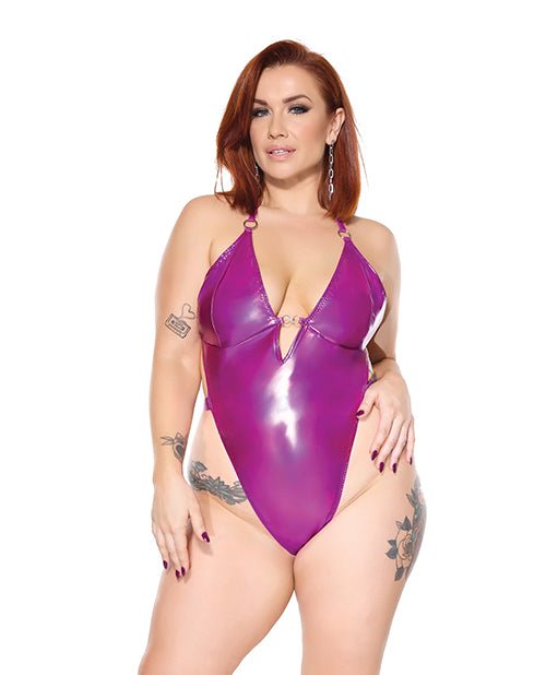 Darque PVC Halter Teddy w/Adjustable Straps - Purple QN | Shop Lowest Prices at fonlove.shop