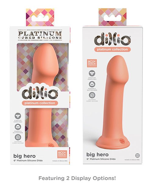 Dillio Platinum 6" Big Hero Silicone Dildo - Peach | Shop Lowest Prices at fonlove.shop