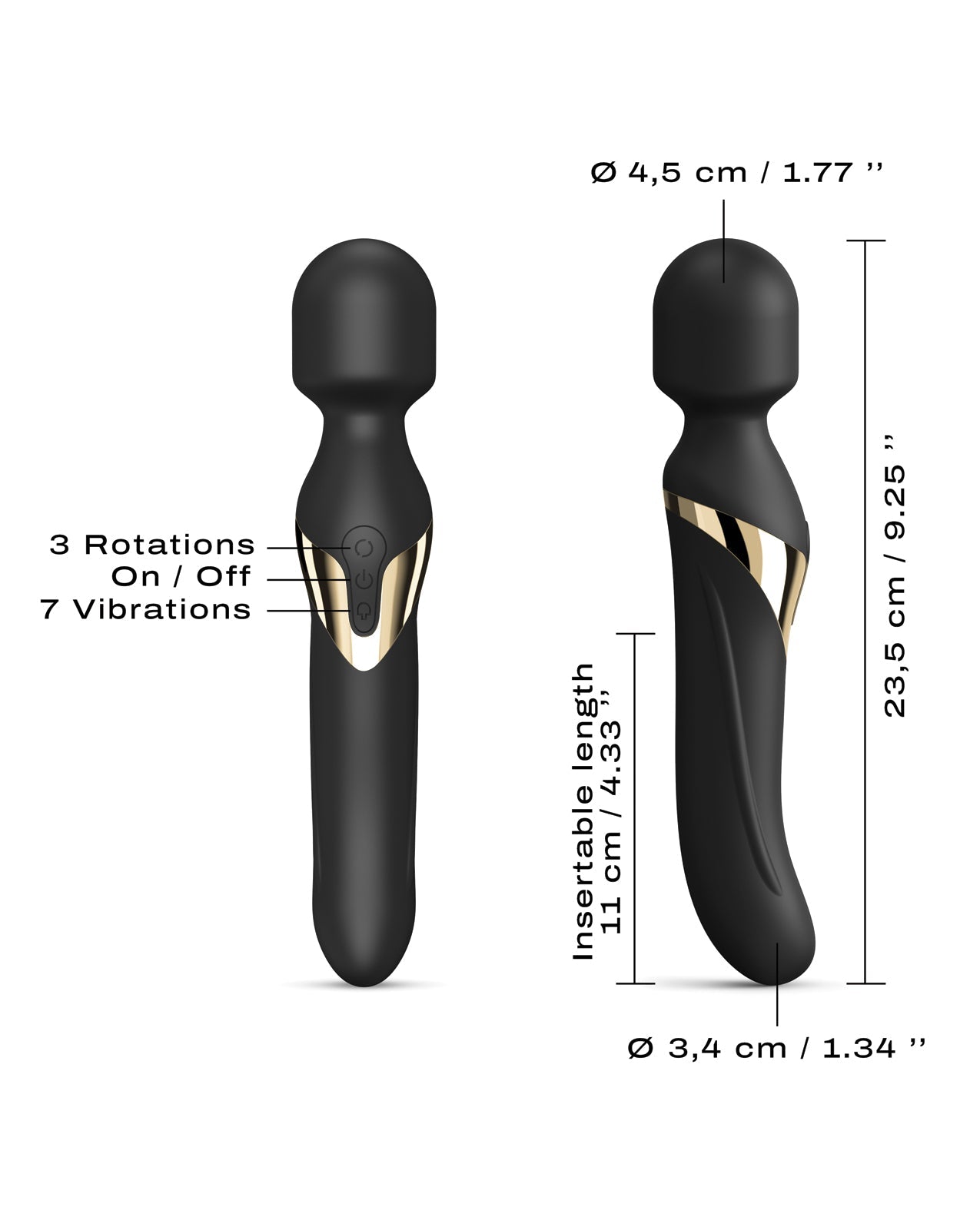 Dorcel Dual Orgasms Wand - Black/Gold | Shop Lowest Prices at fonlove.shop