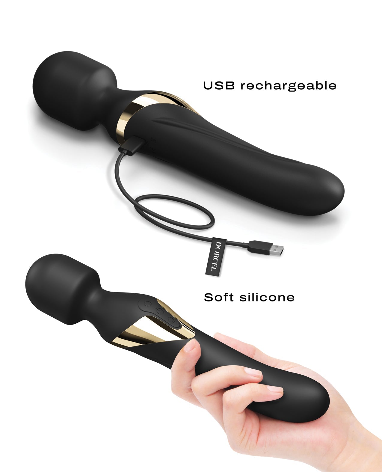 Dorcel Dual Orgasms Wand - Black/Gold | Shop Lowest Prices at fonlove.shop