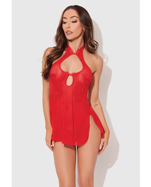 Dragon Mesh & Applique Chemise w/G - String 2 pc Set - Red SM | Shop Lowest Prices at fonlove.shop