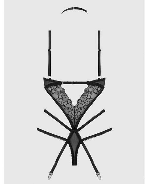 Eden Embroidered Lace & Mesh Teddy w/Garters - Black MD | Shop Lowest Prices at fonlove.shop