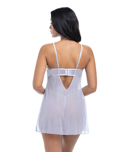 Elsie Lace & Mesh Underwire Babydoll w/G - String 2 pc Set - Brunnera Blue S/M | Shop Lowest Prices at fonlove.shop