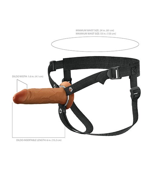 Fantasy X - tensions Elite 6" Silicone Hollow Strap - on w/Harness - Brown | Shop Lowest Prices at fonlove.shop