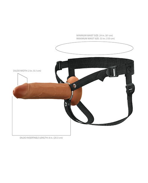 Fantasy X - Tensions Elite 8" Silicone Hollow Strap - on w/Harness - Brown | Shop Lowest Prices at fonlove.shop