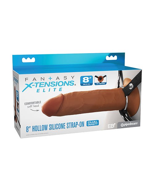Fantasy X - Tensions Elite 8" Silicone Hollow Strap - on w/Harness - Brown | Shop Lowest Prices at fonlove.shop