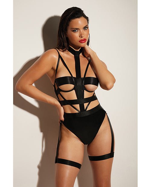 Fetish Lethal Underwire Peek A Boo Vinyl Teddy W/choker Black | Shop Lowest Prices at fonlove.shop