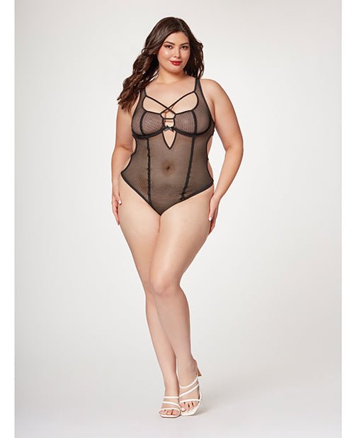 Fishnet Strappy High Cut Leg Teddy Black 3X/4X | Shop Lowest Prices at fonlove.shop