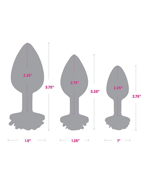 Gemsations 3 pc 2.75" & 3.15" & 3.7" Rose Metal Butt Plug Training Set - Rose Gold | Shop Lowest Prices at fonlove.shop