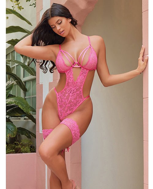 Genesis Lace Underwire Teddy with Lace Garter Stays | Shop Lowest Prices at fonlove.shop