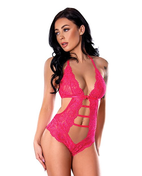 Get It Girl Lace Halter Teddy with Snap Crotch | Shop Lowest Prices at fonlove.shop
