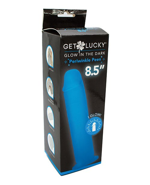 Get Lucky 8.5" Glow in the Dark Periwinkle Peen Dildo | Shop Lowest Prices at fonlove.shop