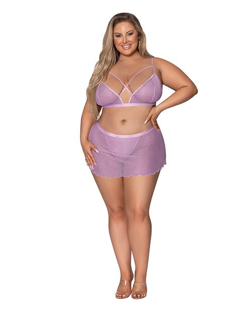 Girl Next Door Strappy Bralette w/Flirty Thong Skirt Lilac 2XL | Shop Lowest Prices at fonlove.shop