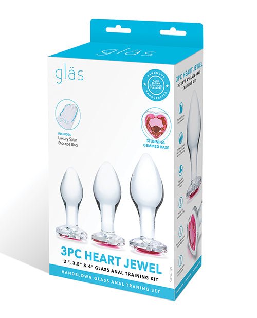 Glas 3 pc Heart Jewel Glass Anal Training Kit | Shop Lowest Prices at fonlove.shop