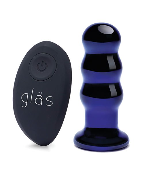Glas 3.5" Rechargeable Vibrating Beaded Butt Plug - Blue | Shop Lowest Prices at fonlove.shop