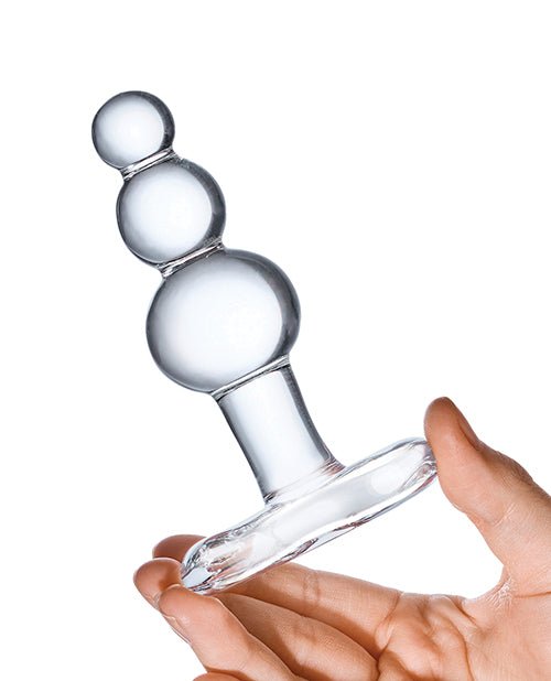Glas 4" Beaded Glass Butt Plug w/Tapered Base - Clear | Shop Lowest Prices at fonlove.shop