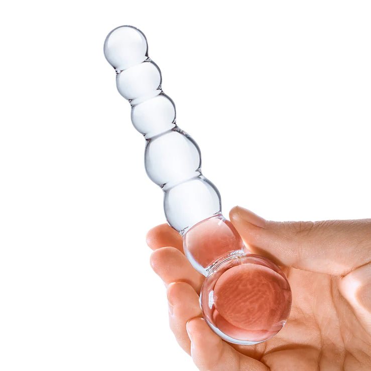 Glas 5" Curved Glass Beaded Dildo | Shop Lowest Prices at fonlove.shop