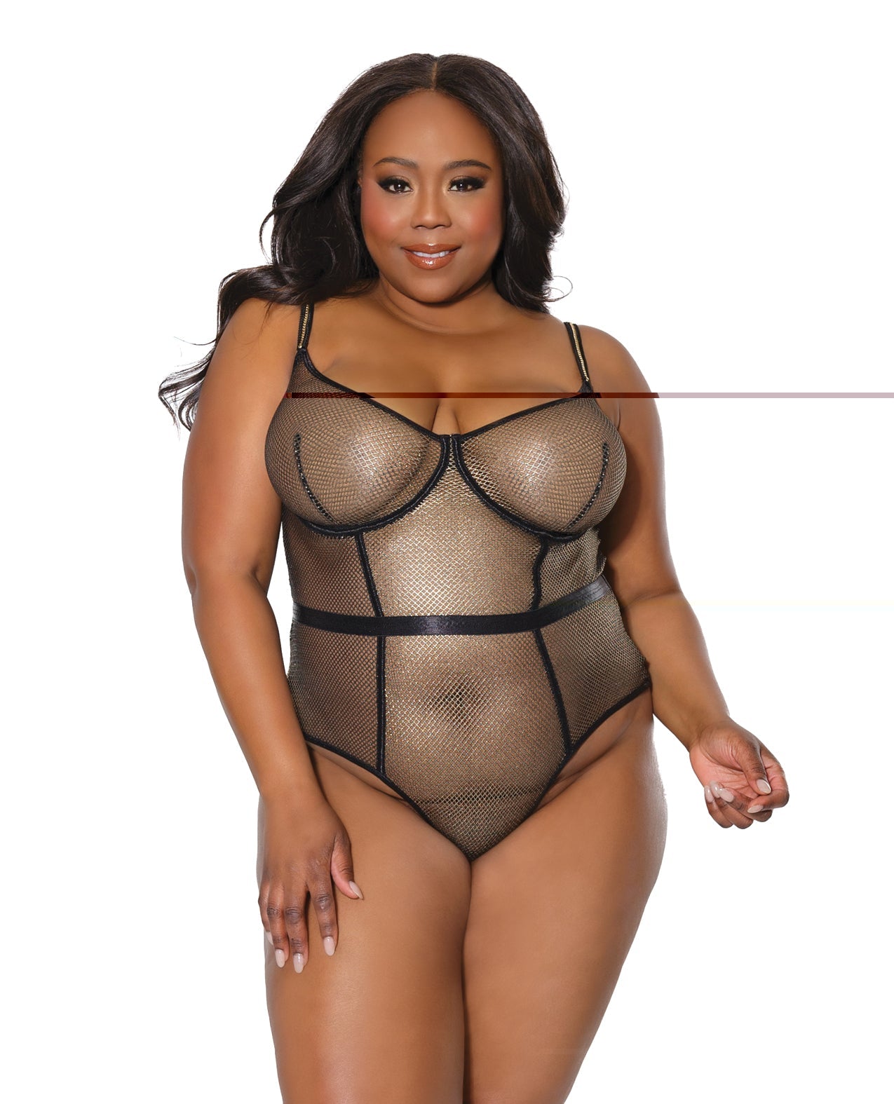 Holiday Metallic Fishnet Teddy W/underwire Cups Black/gold 1x/2x | Shop Lowest Prices at fonlove.shop