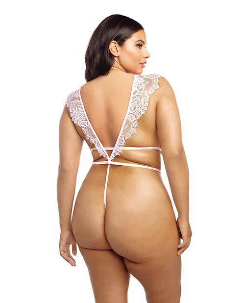 Imani Eyelash Lace Soft Cup High Leg Teddy Pink Tulle 1X/2X | Shop Lowest Prices at fonlove.shop