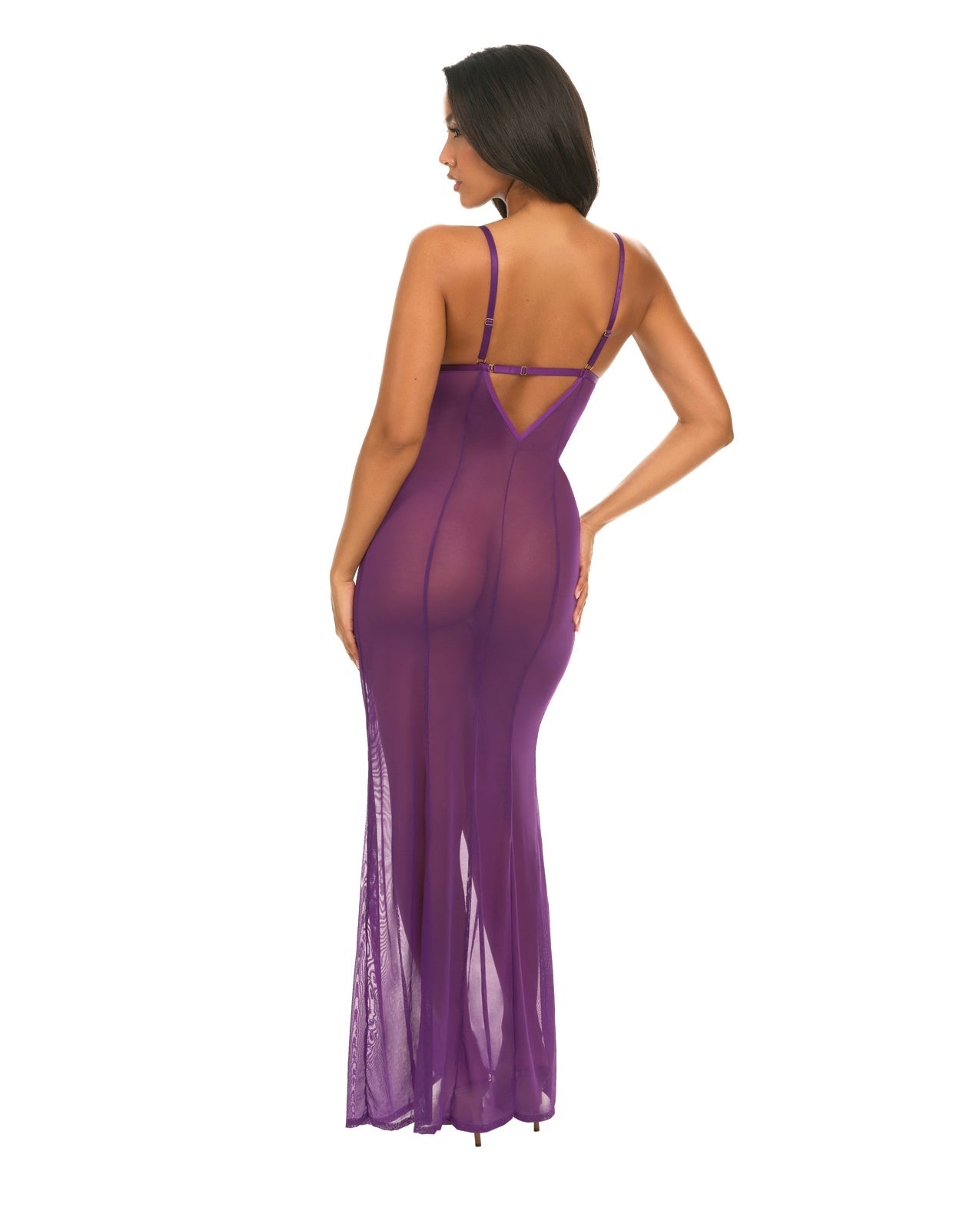 Katana Mesh & Eyelash Lace Gown - Purple | Shop Lowest Prices at fonlove.shop