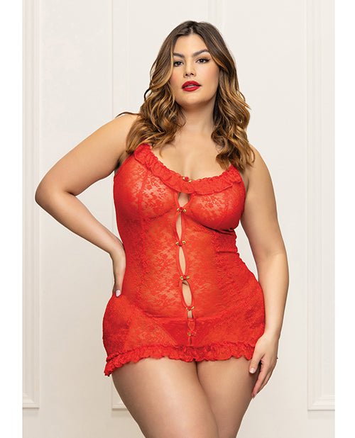 Lace Chemise w/Ruffle Trim & G - String - Red QN | Shop Lowest Prices at fonlove.shop